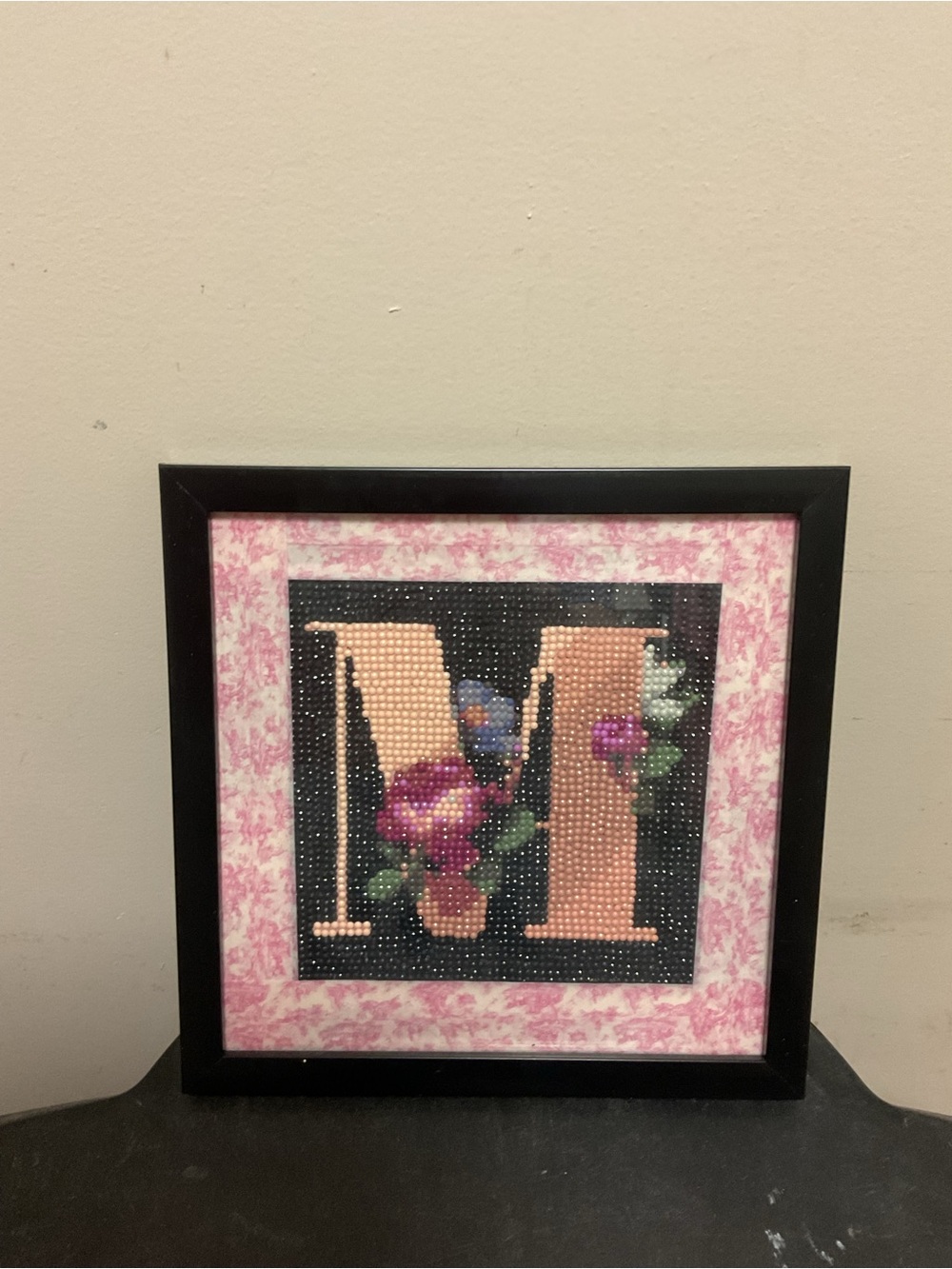 Letter M Diamond Art Wall Decor ✨ Framed Floral Initial 8x8